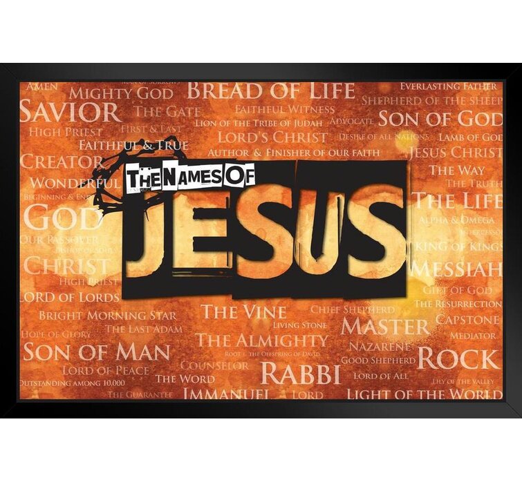 The Names Of Jesus Religious Art Black Wood Framed Poster 20X14